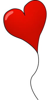 Red Heart Balloon Black Background PNG