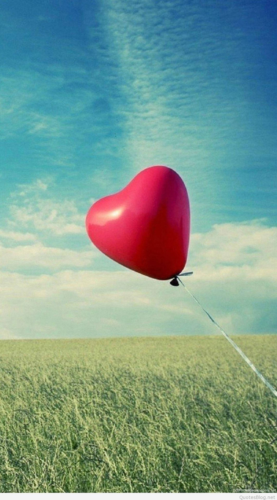Rød hjerteballon ny telefon tapet Wallpaper