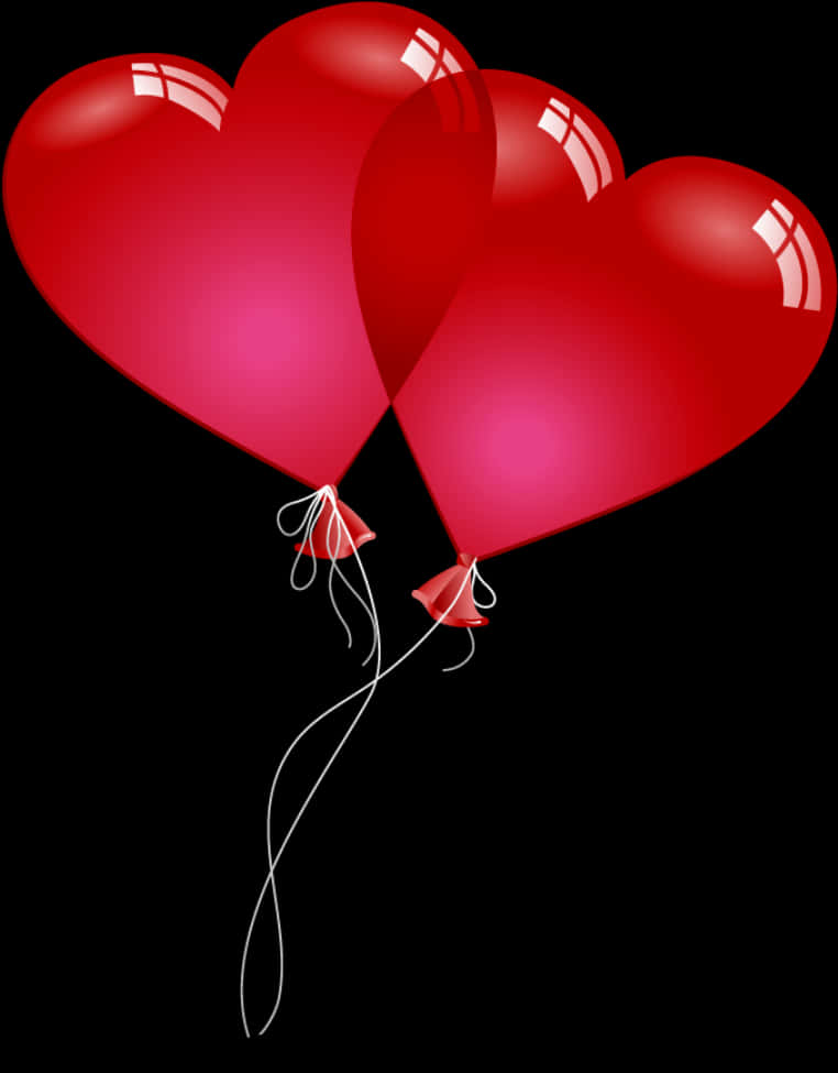 Red Heart Balloons Clipart PNG