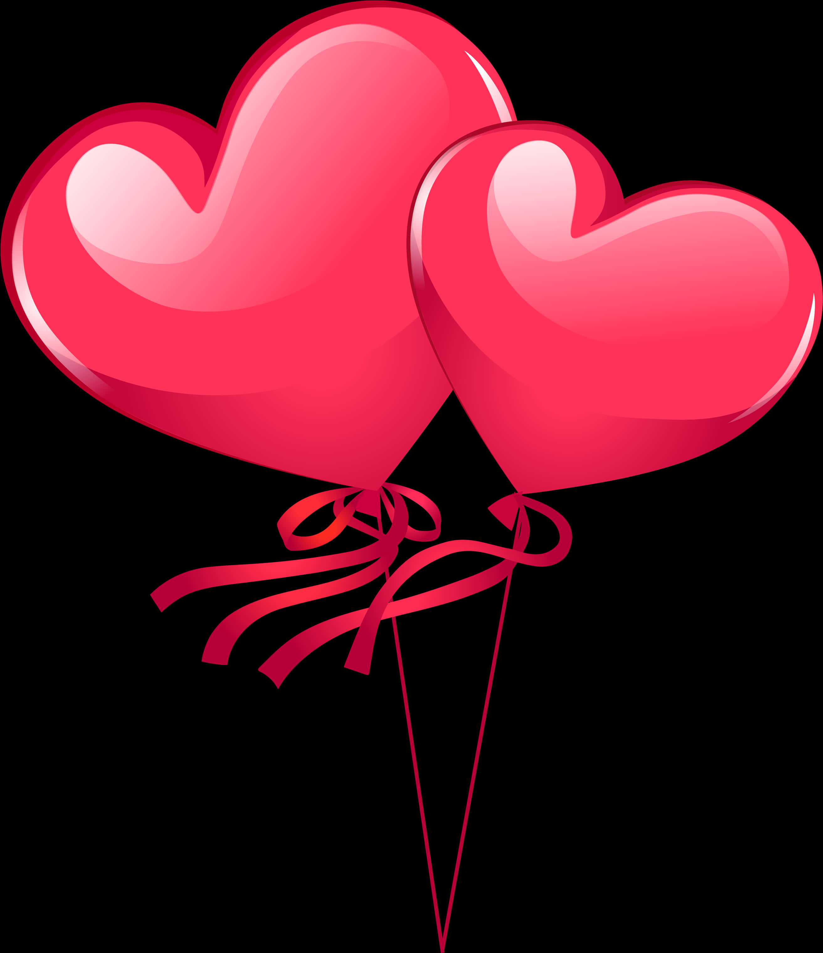 Red Heart Balloons Illustration PNG