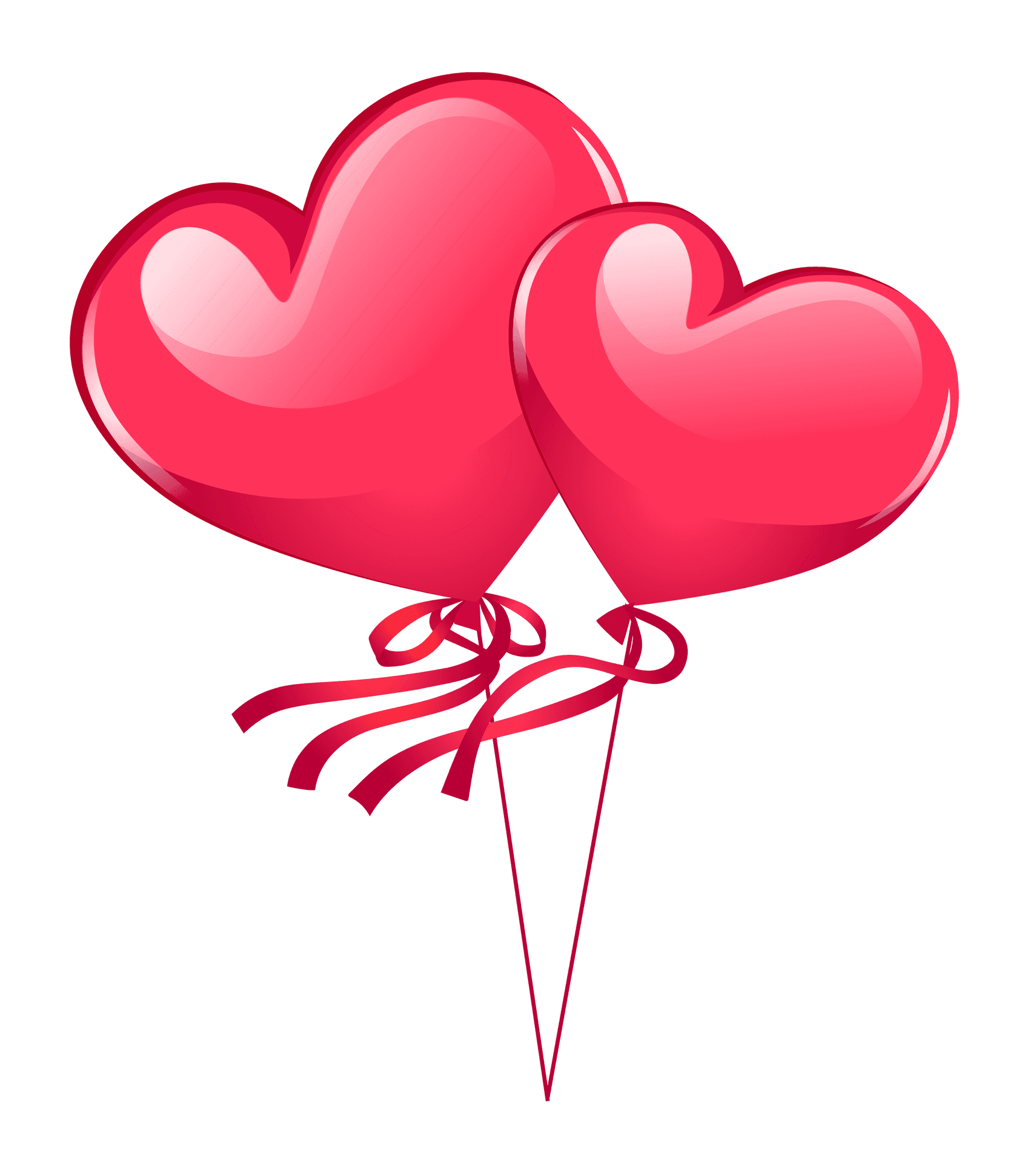 Red Heart Balloons Illustration PNG