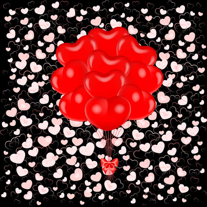 Red Heart Balloons Valentines Background PNG