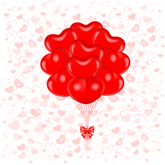 Red Heart Balloons Vector Illustration PNG
