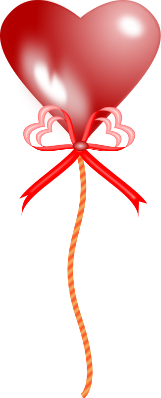Red Heart Balloonwith Ribbon.png PNG
