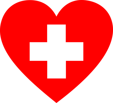 Red Heart Black Cross Graphic PNG