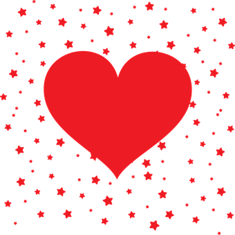 Red Heart Black Stars Background PNG