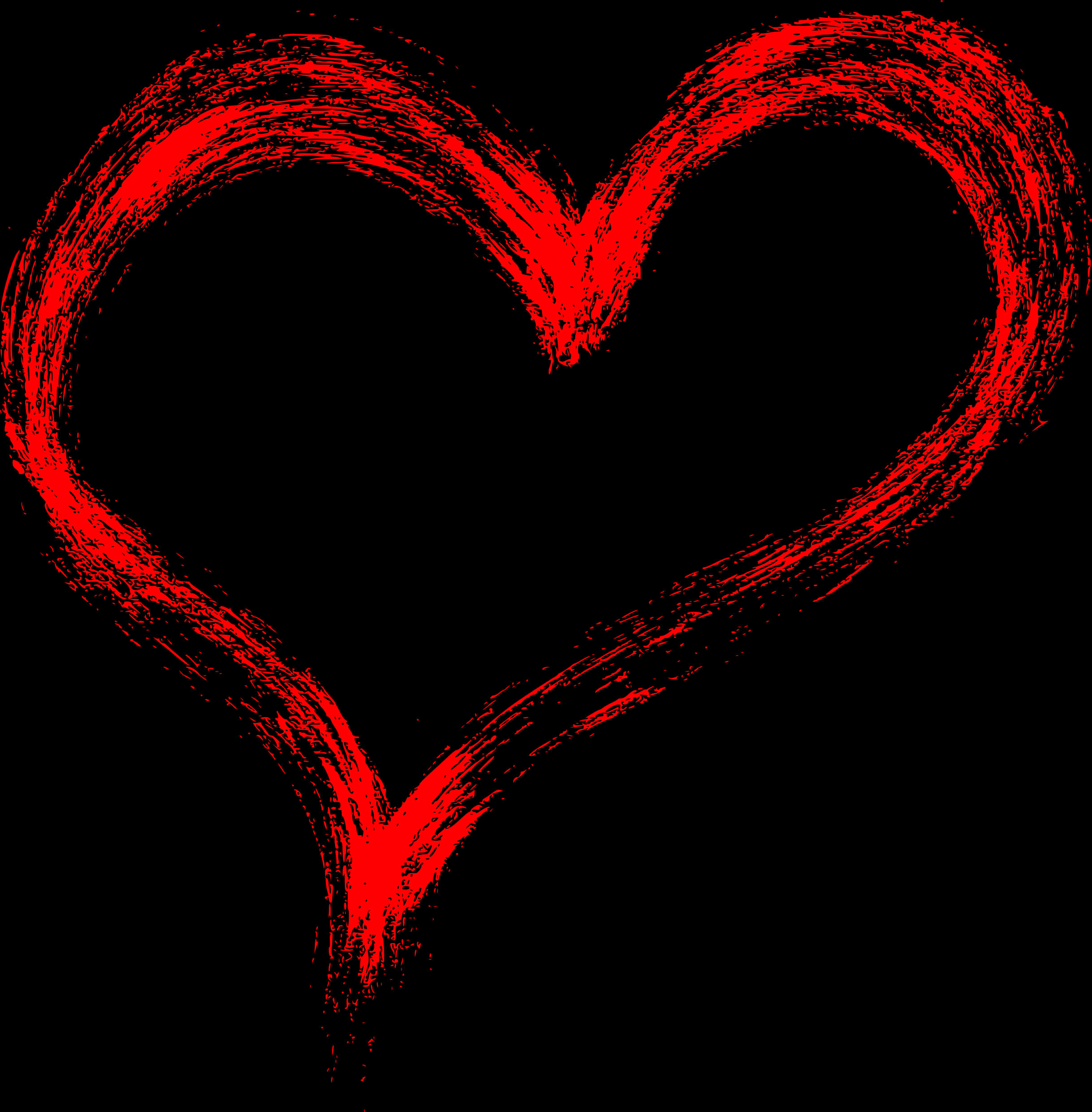 Red Heart Brush Stroke PNG