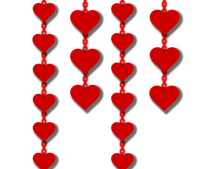 Red Heart Chainson Black Background PNG