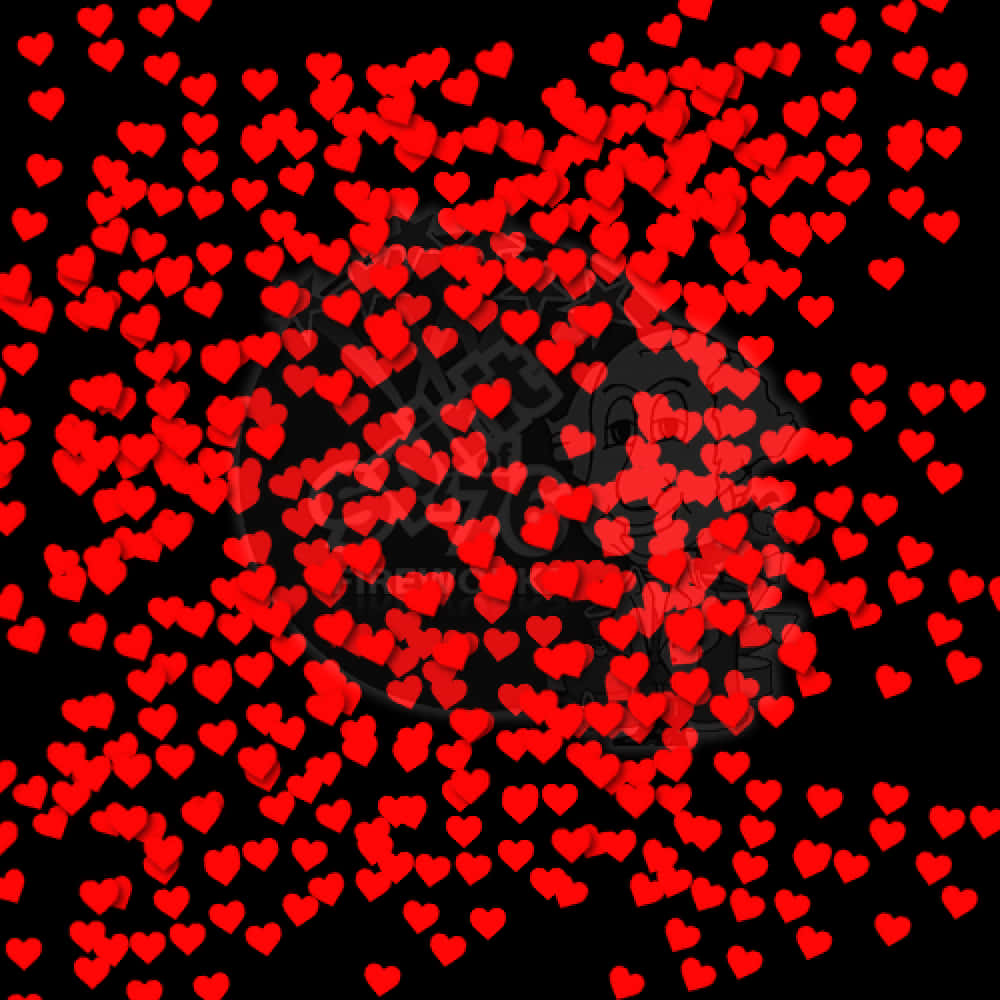 Red Heart Confetti Black Background PNG