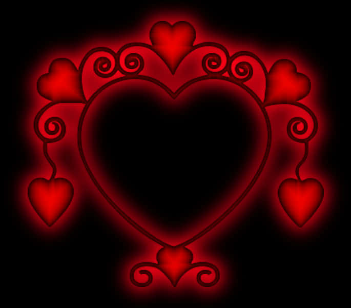 Red Heart Designon Black Background PNG