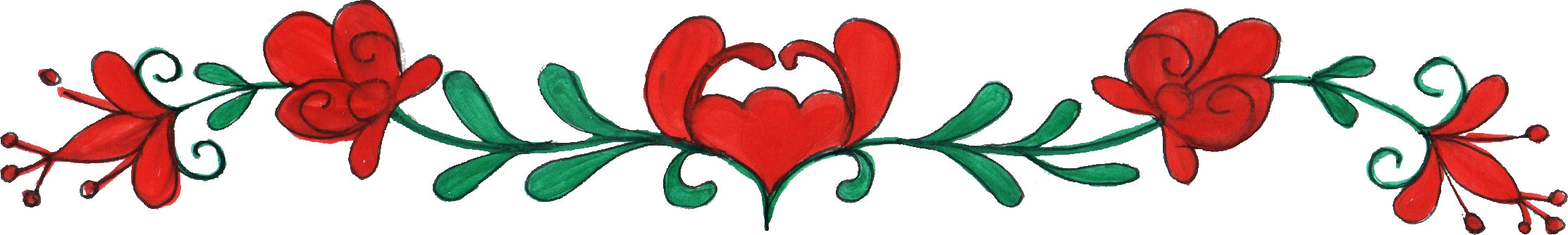 Red Heart Floral Border Design PNG