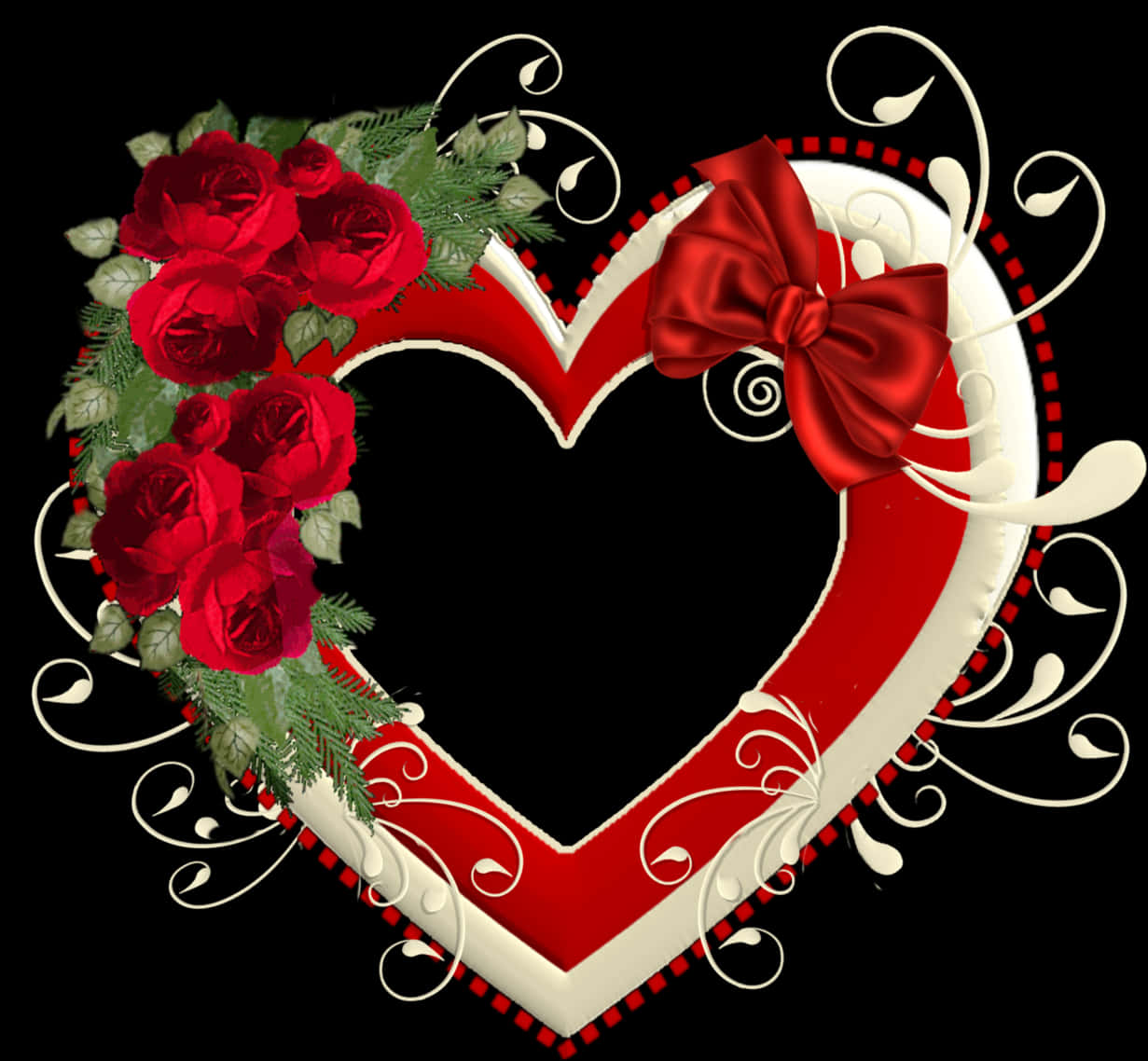 Red Heart Floral Design H D PNG