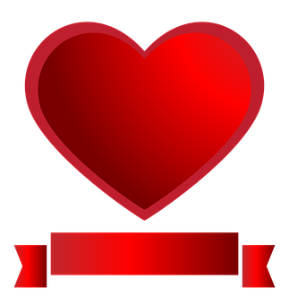 Red Heart Icon Banner PNG