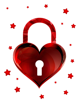 Red Heart Lock Design PNG