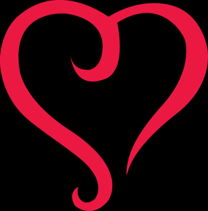 Red Heart Outline Artistic Design PNG