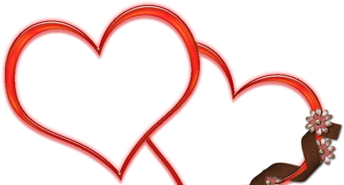 Red Heart Outline Floral Accent.png PNG