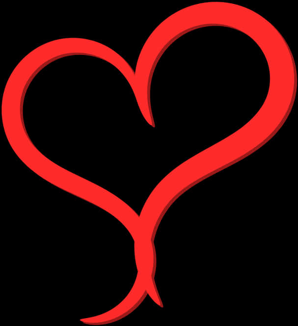 Red Heart Outline Graphic PNG