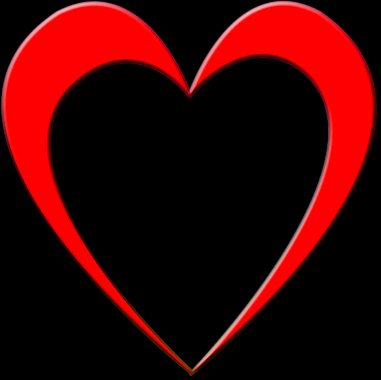 Red Heart Outlineon Black Background PNG