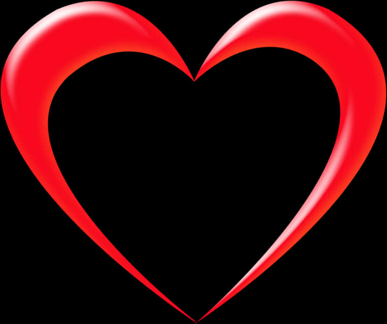 Red Heart Outlineon Black Background PNG