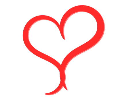 Red Heart Outlineon Black Background PNG