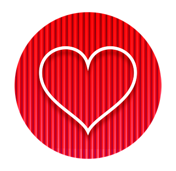 Red Heart Outlineon Striped Background PNG