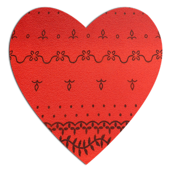 Red Heart Pattern Black Background PNG