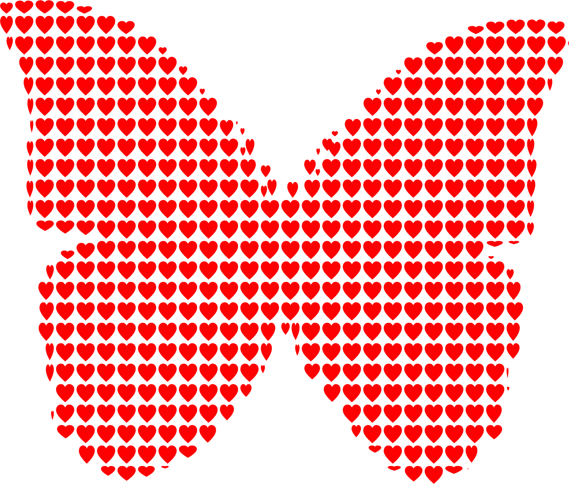 Red Heart Pattern Butterfly PNG