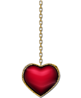 Red Heart Pendanton Gold Chain PNG
