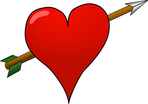 Red Heart Piercedby Arrow PNG
