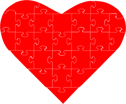Red Heart Puzzle Pattern PNG