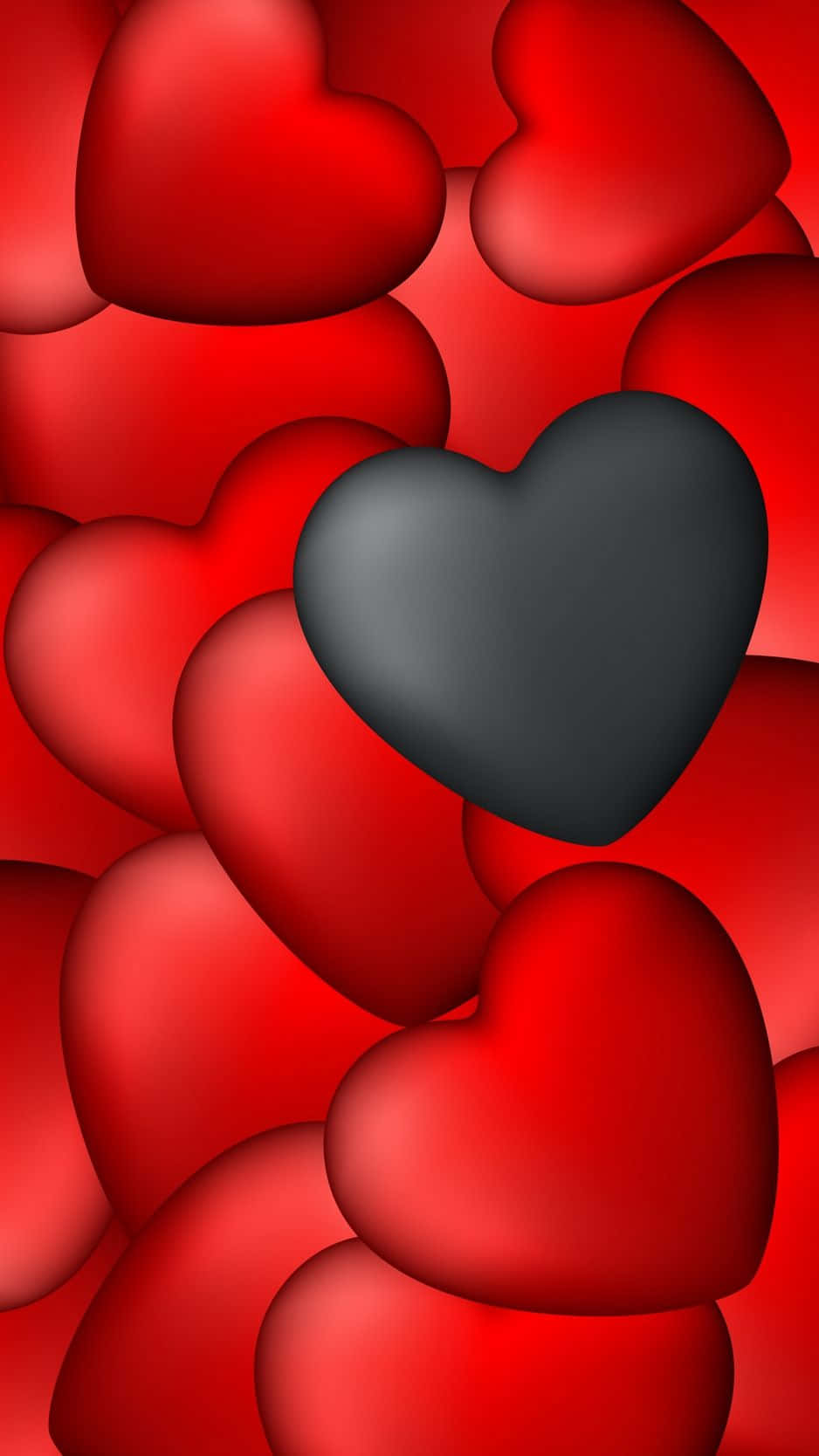 Download Black Heart With Hearts Around Wallpaper