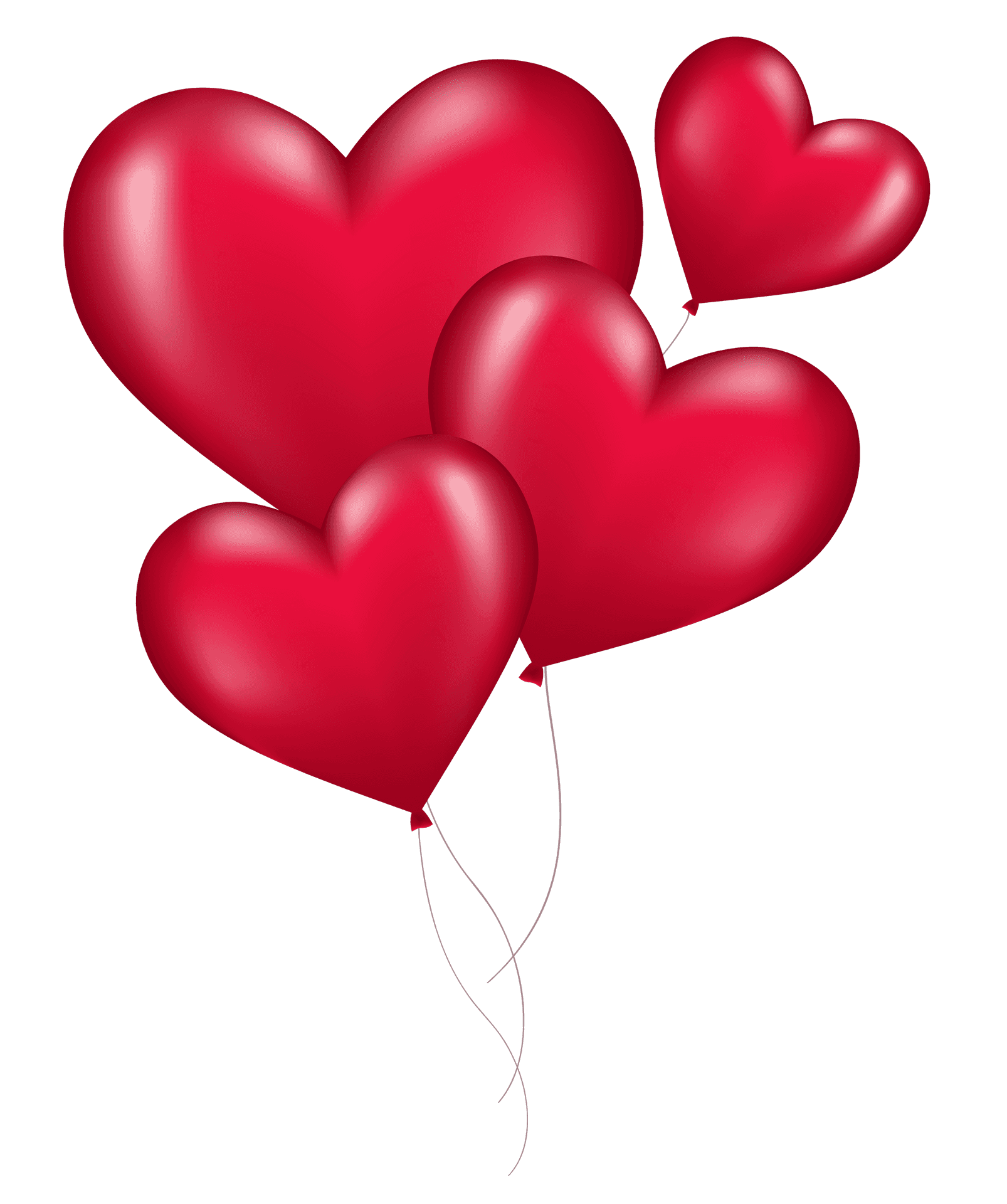 Red Heart Shaped Balloons PNG
