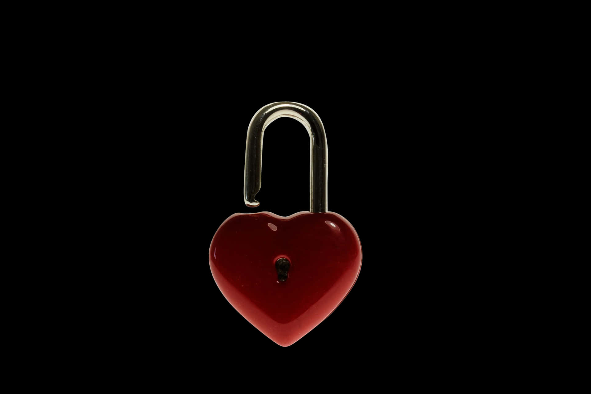 Red Heart Shaped Padlock Black Background PNG