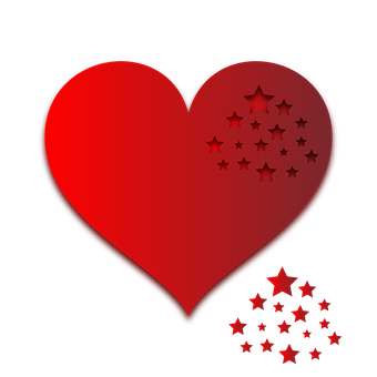 Red Heart Stars Graphic PNG