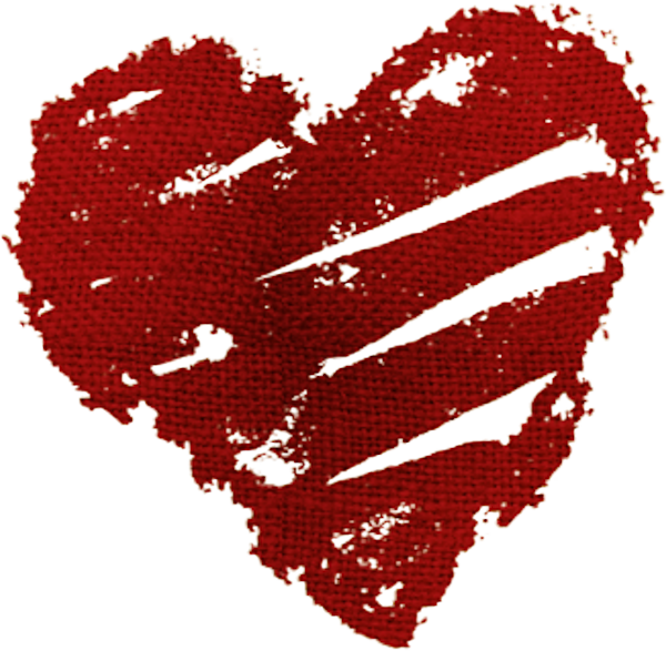 Red Heart Torn Texture PNG