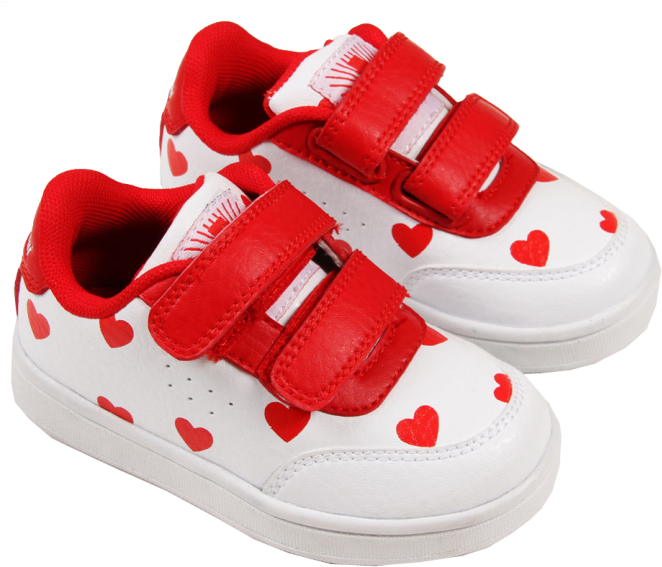 Red Heart White Kids Sneakers PNG