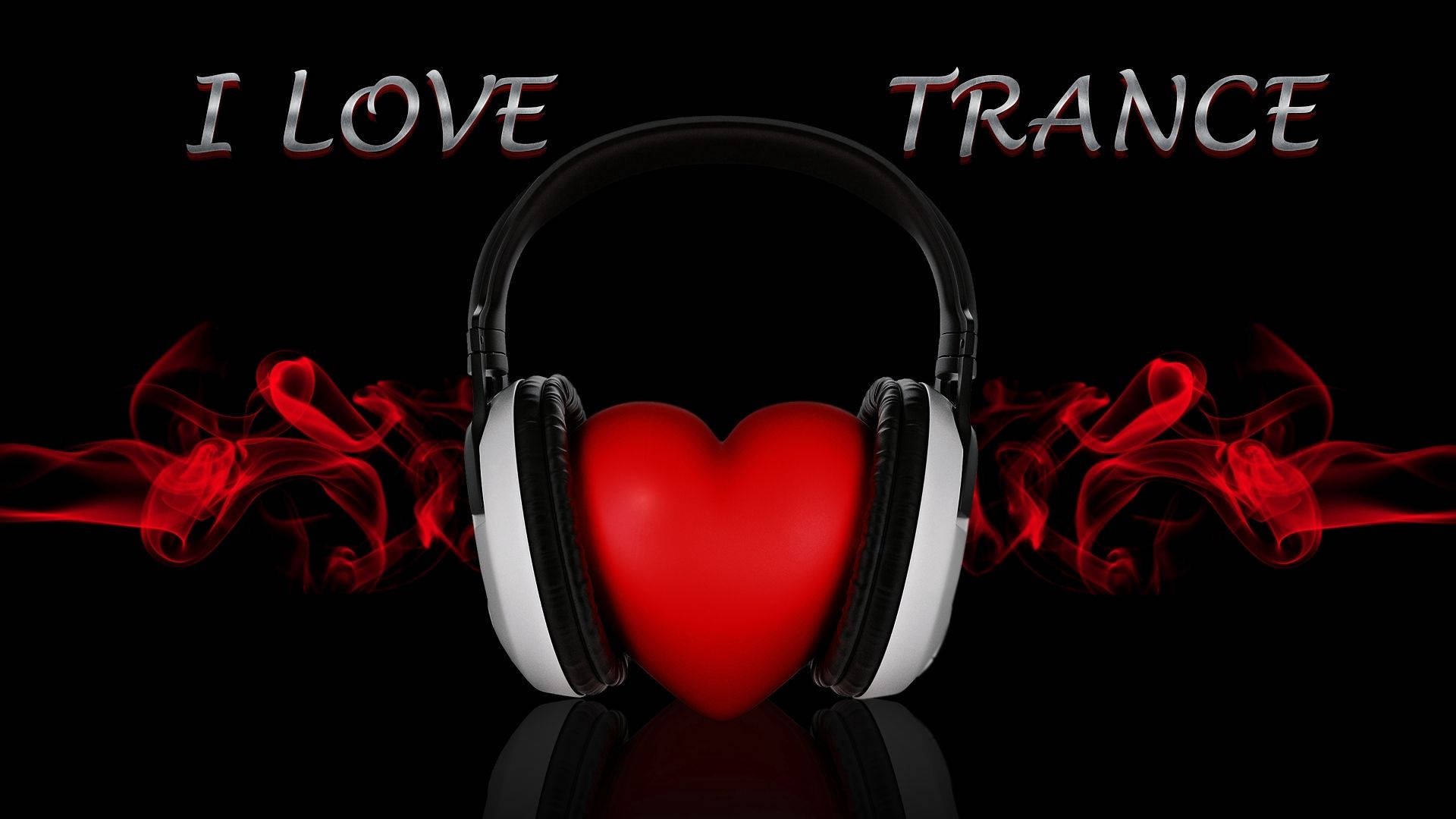 Red Heart With Headphone Wallpaper
