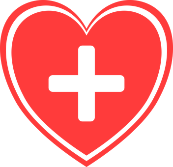 Red Heart With Plus Sign PNG