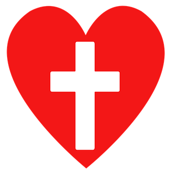 Red Heart With White Cross PNG