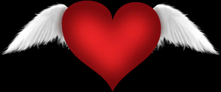Red Heart With Wings PNG