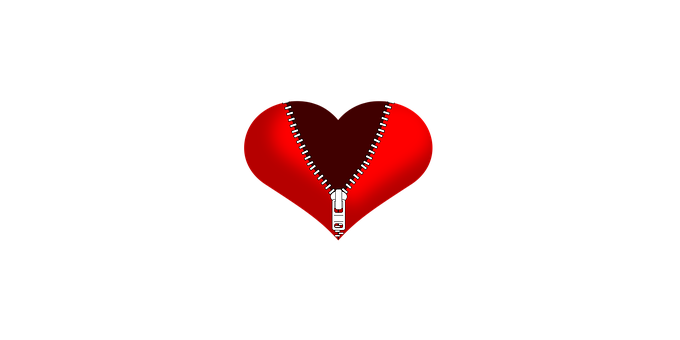 Red Heart With Zipper Illustration PNG