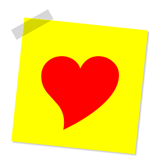 Red Heart Yellow Background PNG
