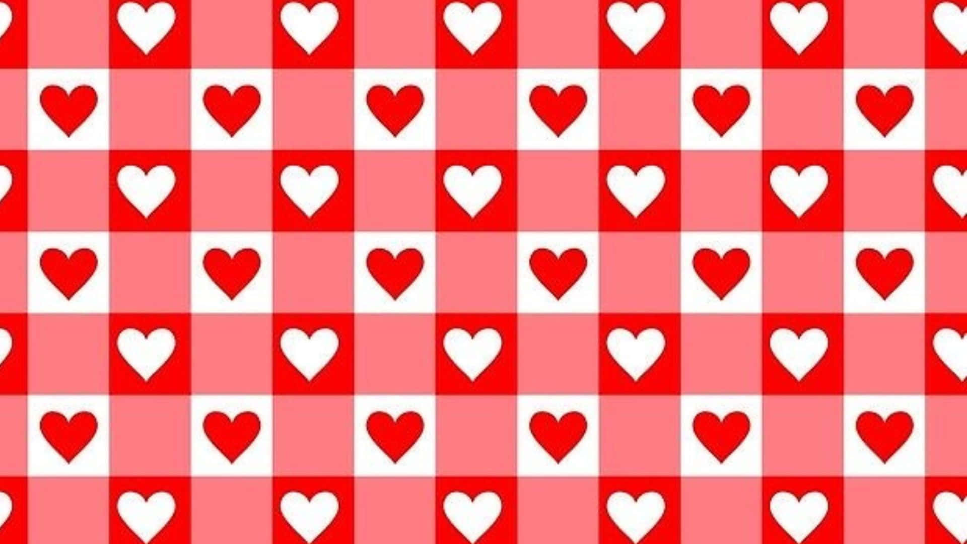 valentine's day red and white gingham pattern with hearts