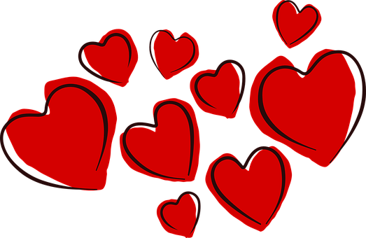 Red Hearts Black Background PNG