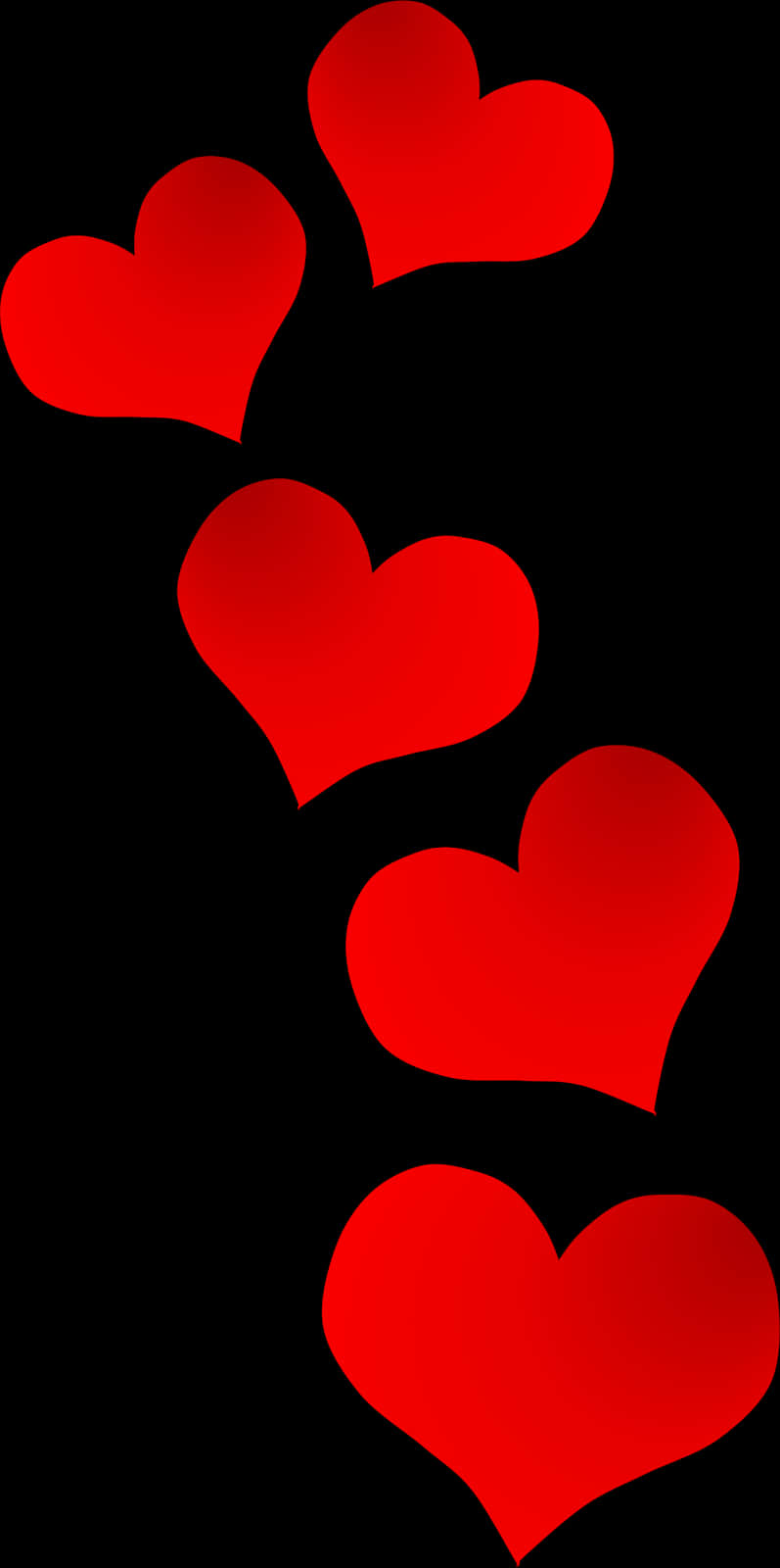 Red Hearts Black Background Clipart PNG
