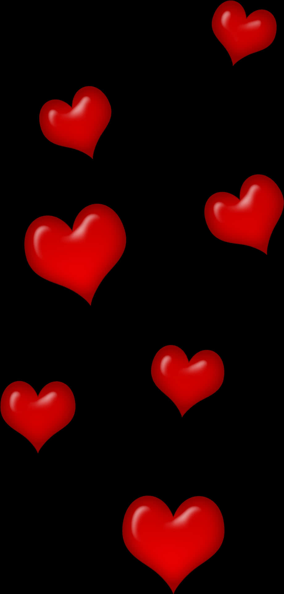Red Hearts Black Background PNG