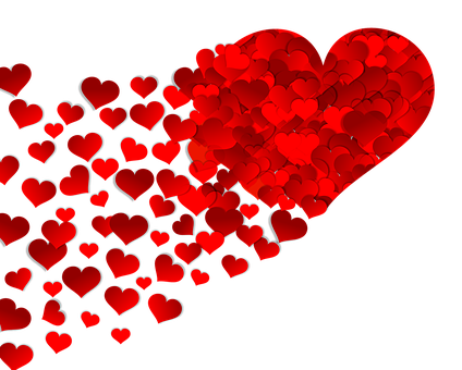 Red Hearts Cascadeon Black Background PNG