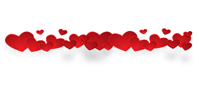 Red Hearts Chain Black Background PNG