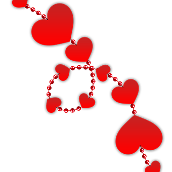 Red Hearts Chain Graphic PNG