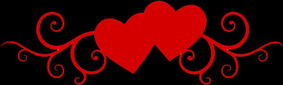 Red Hearts Flourish Design PNG